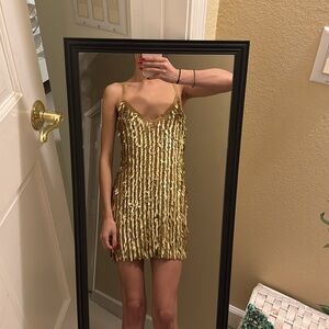 Gold Sequin saros Mini Dress